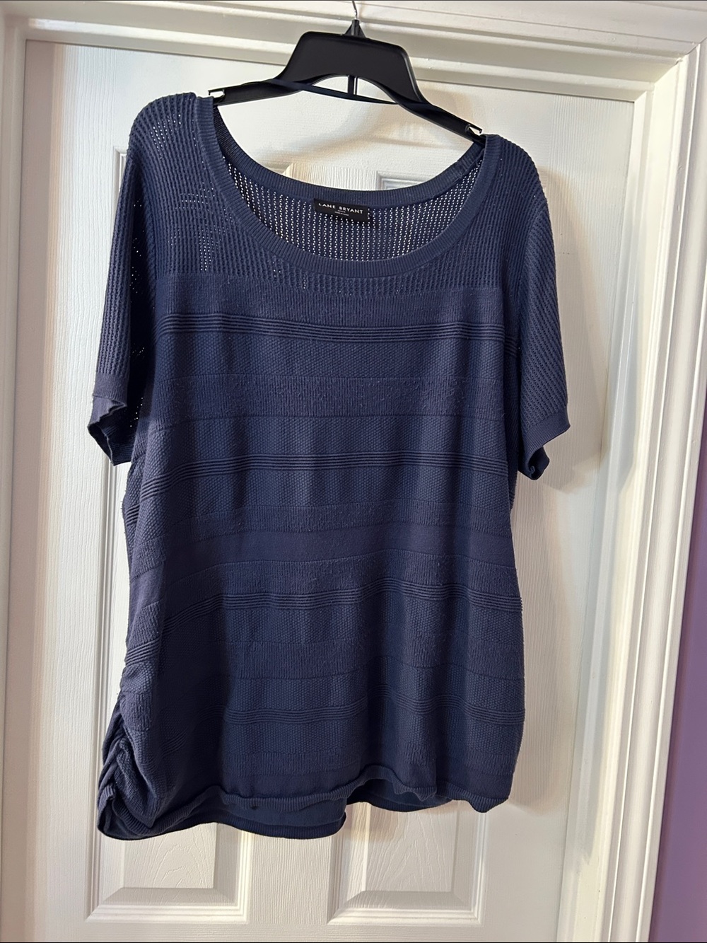 Lane Bryant Navy Scoop Neck Short Sleeve Knit Top